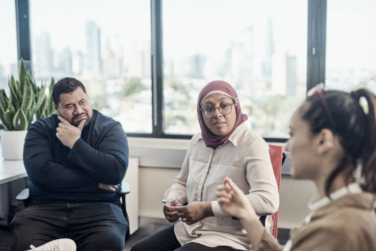 A group therapy session for outpatient cocaine addiction treatment in a Massachusetts or Maine rehab center.