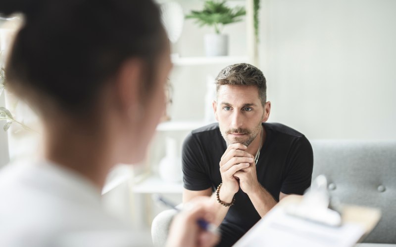 man in therapy for marijuana addiction at Pillars