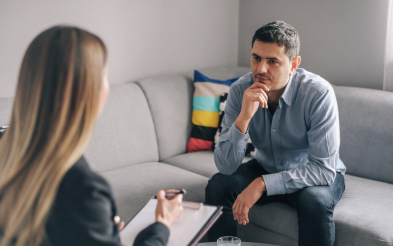 Man participating in Therapy for mental health at Pillars