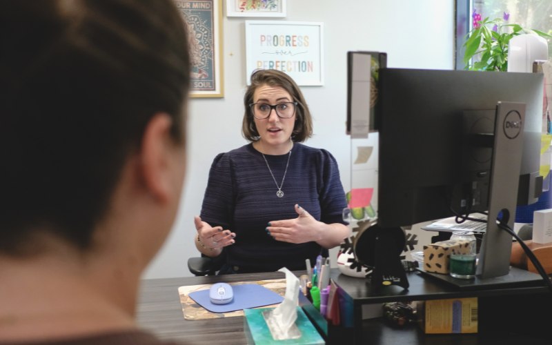 therapist working with a client at Pillars