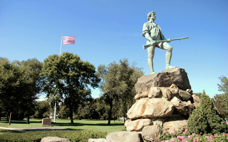 View of a statue in Lexington, a short drive away from Pillars Health Group's mental health and addiction treatment center in Tewksbury, Massachusetts.