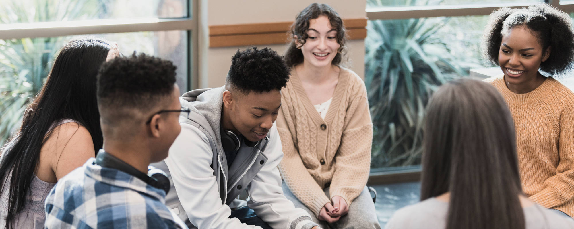 A teen group therapy session at Pillars Health Group's adolescent mental health center in Concord, MA.