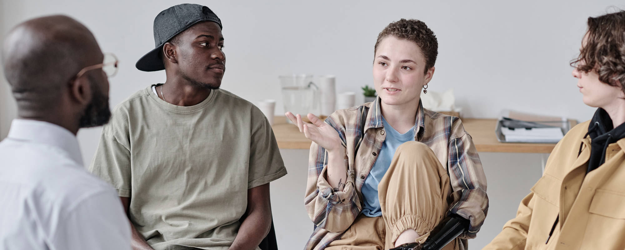 A teen group therapy session at Pillars Health Group's adolescent mental health center in Concord, MA.