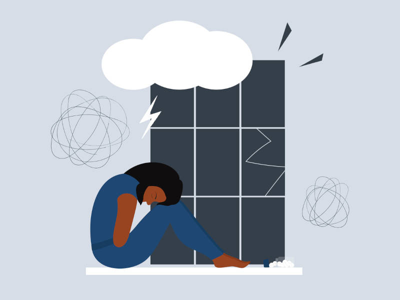 A cartoon image of a teen girl experiencing teen suicidal thoughts