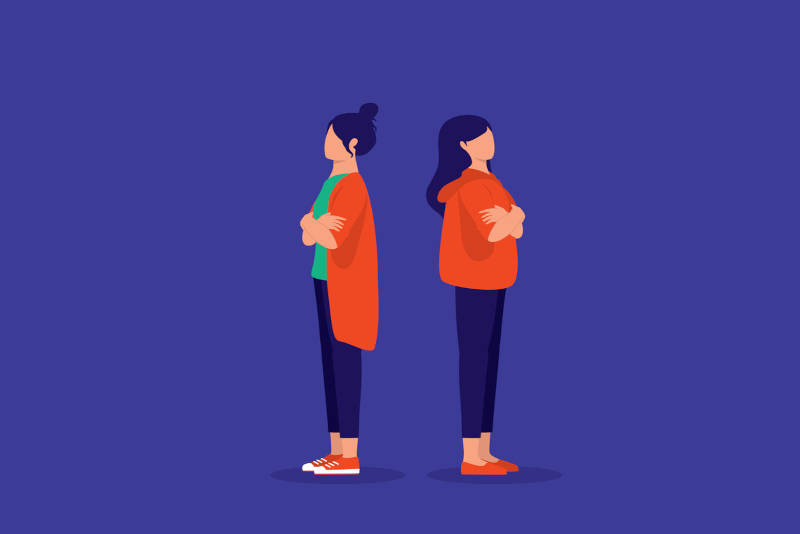 A cartoon of a two teens, portraying bipolar disorder.